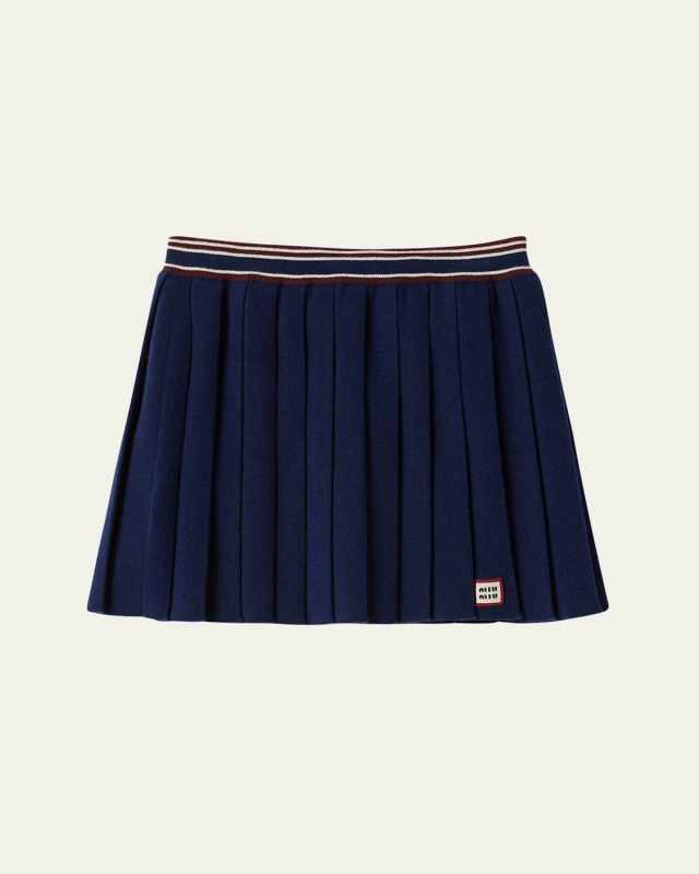 Pleated Wool Cashmere Mini Skirt
